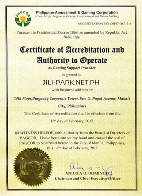 Jilipark 17 jilipark license by Pagcor